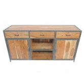 Angle Industrial Iron 2 Door 3 Drawers Sideboard Honey